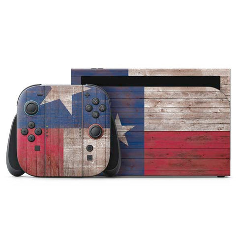 Texas Flag Dark Wood Nintendo Switch 2 (2025) with Joy-Con Skin